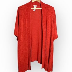Catherines Womens Cardigan Kimono 3X Orange Lightweight Long Open Oversized